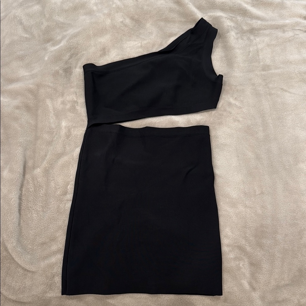 BCBGMaxAzria Black One Shoulder Mini Dress